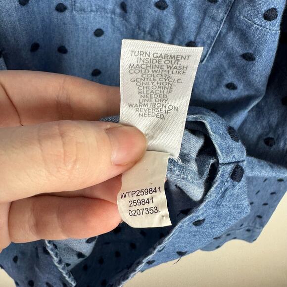 J Jill Denim Womens Button Up Shirt in Westerly Wash/Navy Blue Polka Dot Sz XS - Picture 13 of 16